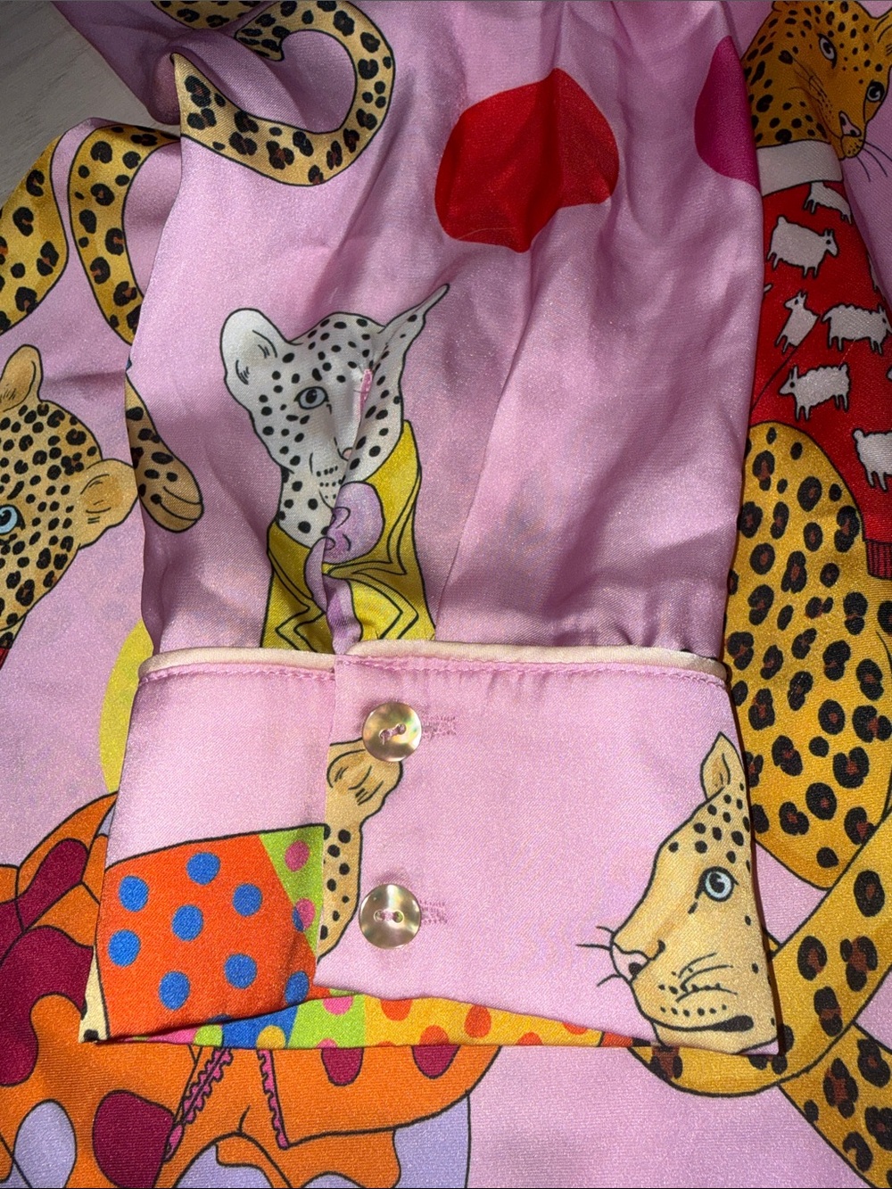 Silky Pink Leopard Print Pajama Set - Picture 8 of 9